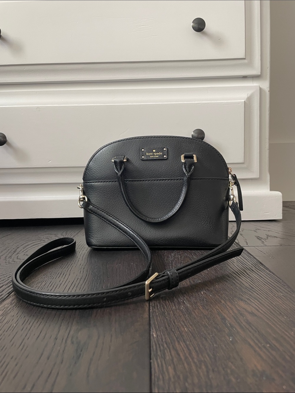 Kate Spade Pebbled Leather Dome Crossbody in Black